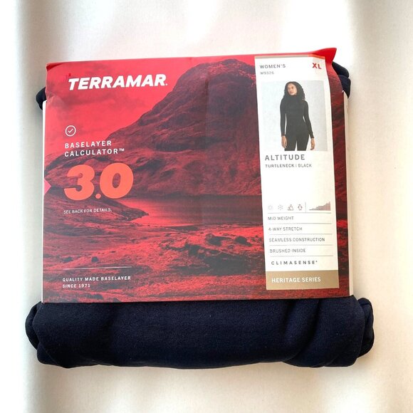 TERRAMAR Altitude 3.0 Base Layer Turtleneck Top Women's XL Black NWT - Picture 1 of 7